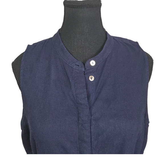 Karl Lagerfeld Dark Blue Belted Linenblend Midi Dress Size 12 - Picture 3 of 9